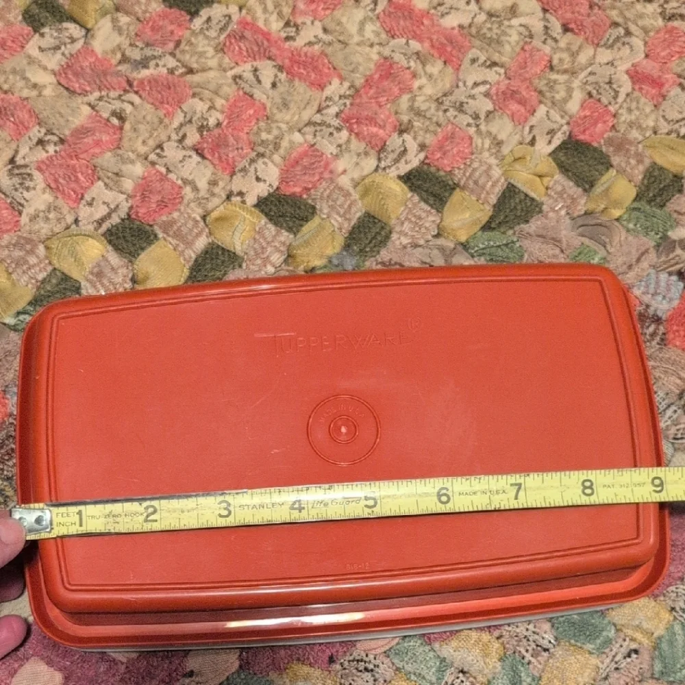 Tupperware Rectangular Orange Container With Lid - Picture 2 of 8